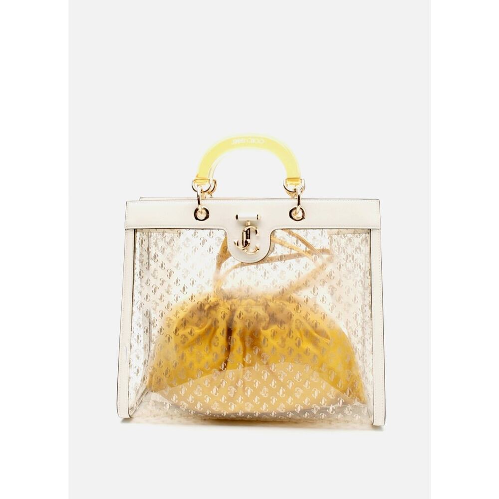 JIMMY CHOO Tote Bag Transparent Removable Pouch Detachable Strap RRP $1595.